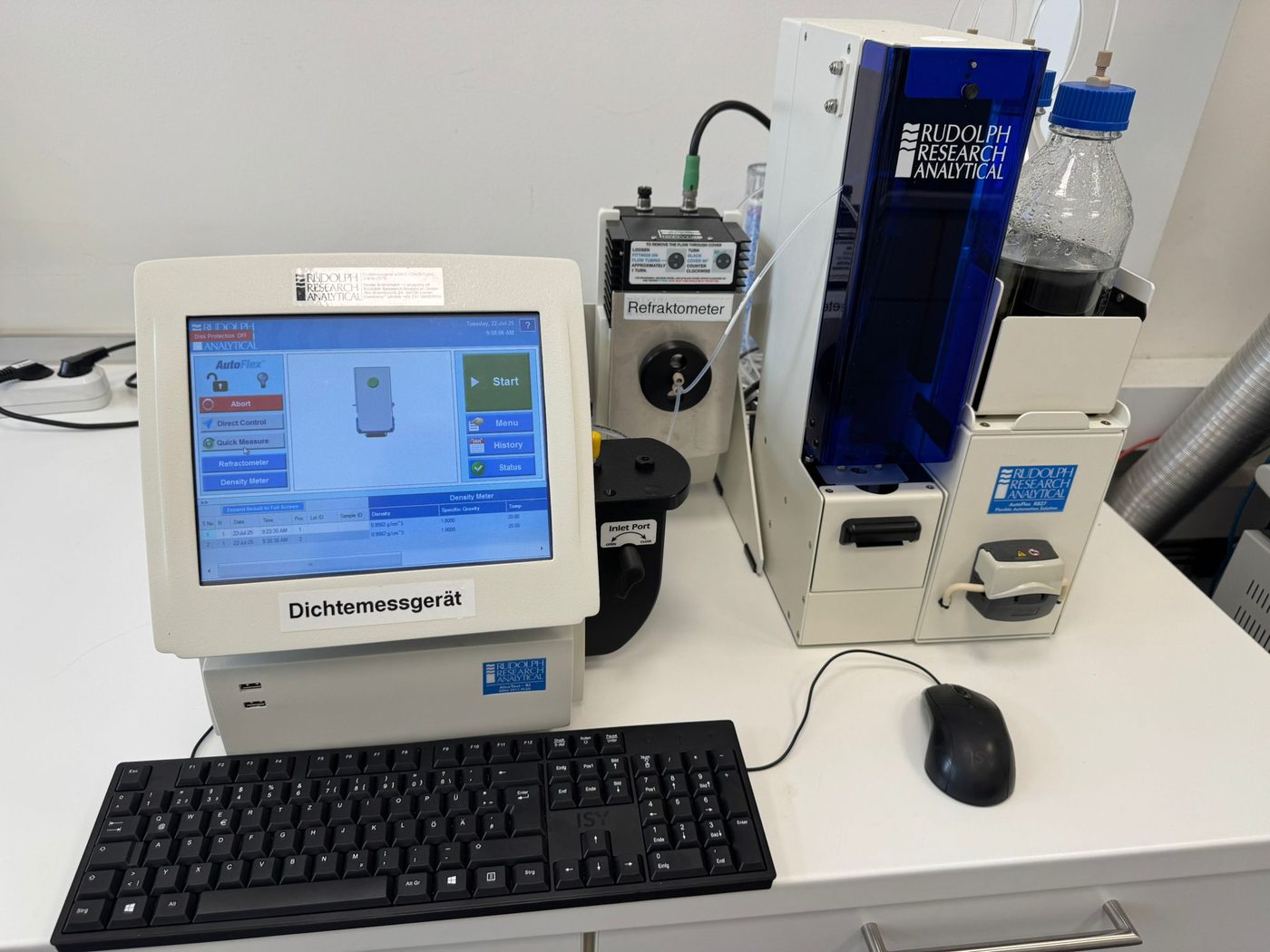 Rudolph Research Analytical density meter and AutoFlex automation on the bench
