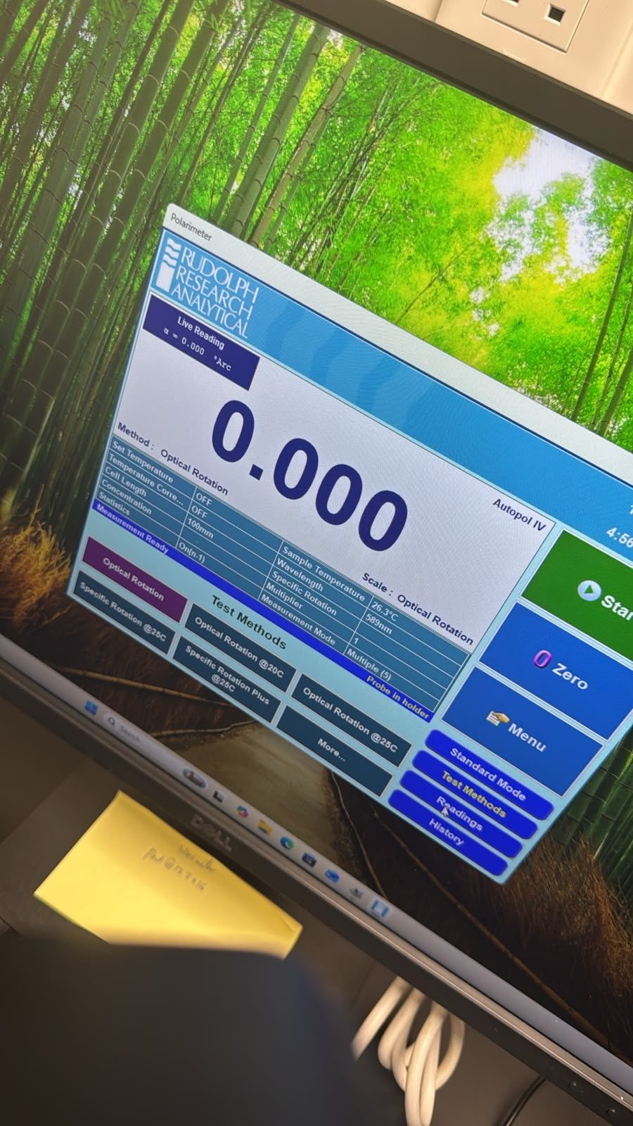Autopol polarimeter user interface during instrument work